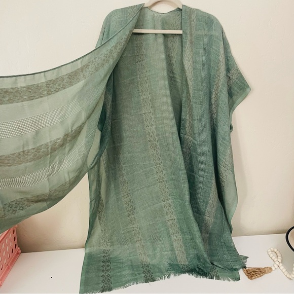 Pink | Yellow | Sage Textured Oversized Kimono Cover Up - Picture 8 of 13